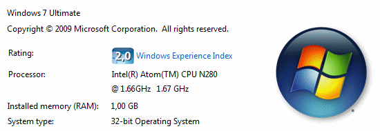 Windows 7 RC na Eee PC 1000HE