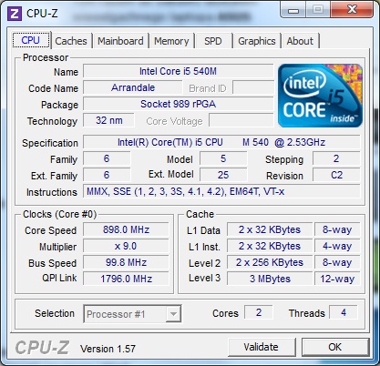 ASUS N73Jn CPU-Z