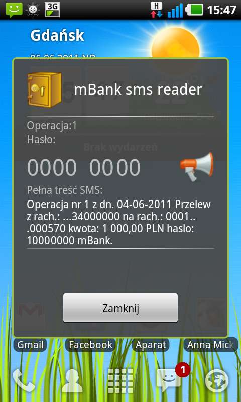 mBank SMS Reader