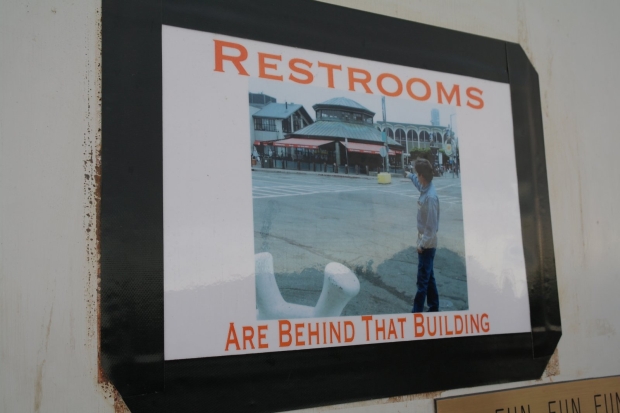 Restrooms sign :)