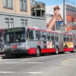 Przegubowy trolejbus w San Francisco